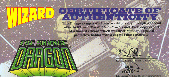 The mail-away special offer for Savage Dragon 1/2 was in issue #69 of the Wizard Guide to Comics.